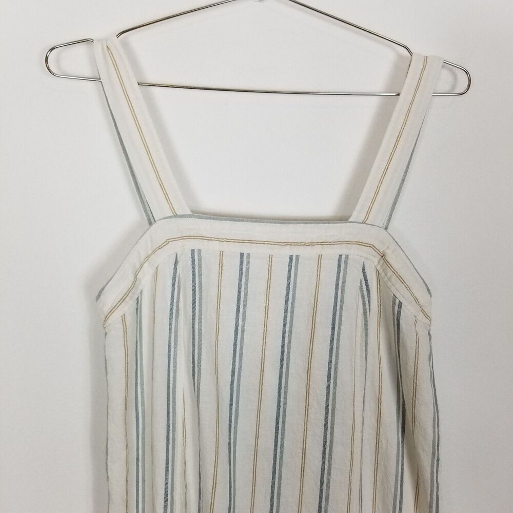 Madewell Women Linen-Cotton Princess-Seamed Midi Dress Sz M Stripe Boho Vacation - Picture 2 of 8